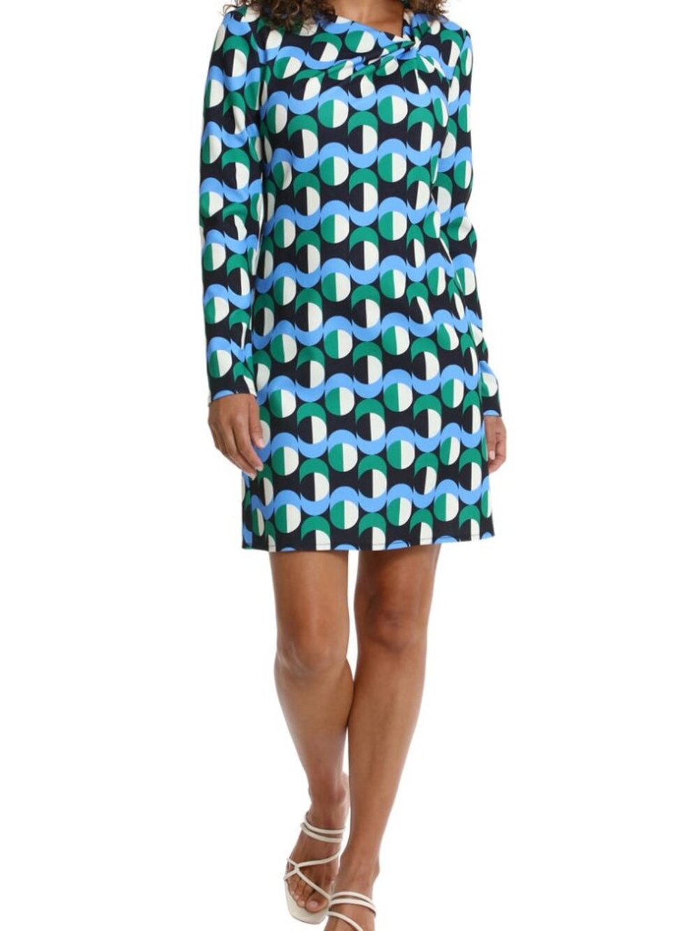 NWT London Times Plus Size 18W Retro 60s Twist Long Sleeve Scuba Crepe Dress NEW